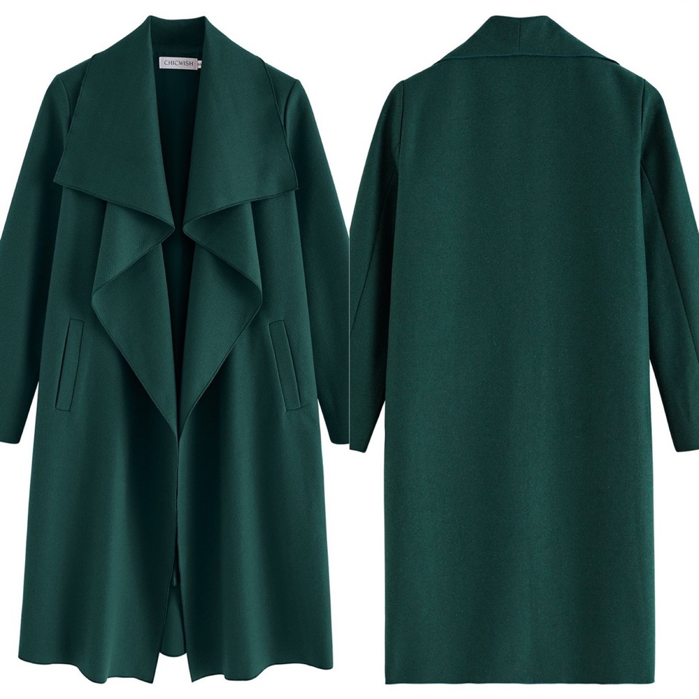 NWOT - FREE MYSELF OPEN FRONT WOOL-BLEND COAT IN EMERALD